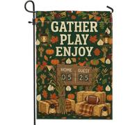 Drapeau de jardin citrouilles, lanterne rustique et confortable en toile de jute verte d'automne double face pour extérieur, pelouse, porche, terrasse, entrée, 30,5 x 45,7 cm