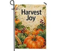 Drapeau de jardin citrouilles rustique, feuille de baie, orange automne, toile de jute, double face, petit drapeau de jardin pour extérieur, porche, pelouse, terrasse, 30,5 x 45,7 cm