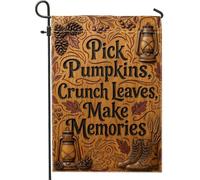 Drapeau de jardin citrouilles rustiques d'automne - Marron - Double face - En toile de jute - Décoration pour extérieur, terrasse, pelouse, porche, entrée, camping - 30,5 x 45,7 cm