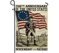 Drapeau de jardin, clôture patriotique historique de soldat patriotique, jour de l'indépendance, toile de jute rouge, drapeaux décoratifs double face pour extérieur, pelouse, porche, terrasse, entrée