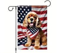 Drapeau De Jardin Cocker Spaniel Patriotique Américain Usa Pride Flag Premium Drapeaus Décoratif Amusante Garden Flag Pour Patio Pelouse Pavillon 30X45Cm