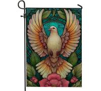 Drapeau de jardin colombe de printemps été, bannière florale colorée pour décoration d'intérieur, drapeau de cour double face, décoration de pelouse extérieure de vacances 30,5 x 45,7 cm