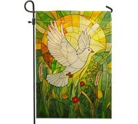 Drapeau de jardin colombe de printemps été, oiseau paisible blanc, bannière de décoration d'intérieur, drapeau floral double face, décoration de pelouse de vacances, 30,5 x 45,7 cm