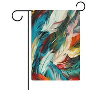 Drapeau de jardin coloré à motif de plumes pour maison, pelouse, panneau de bienvenue, bannière double face, petits drapeaux personnalisés pour piscine, cour, extérieur, décoration murale, 32,6 x 47,5
