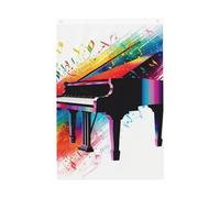 Drapeau de jardin coloré avec clavier de piano - 6 x 0,9 m - Double face - Ne se décolore pas - Toile de fond pour photo - Bannière pour cour, porche, pelouse, décoration extérieure