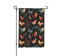 Drapeau de jardin coloré avec coqs et poules, double face, pour cour, convient pour l'extérieur ou le jardin, décoration de patio, 45,7 x 30,5 cm