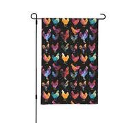 Drapeau de jardin coloré avec coqs et poules, double face, pour cour, convient pour l'extérieur ou le jardin, décoration de patio, 45,7 x 30,5 cm