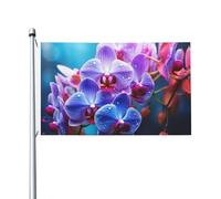 Drapeau de jardin coloré avec fleurs d'orchidées - 90 x 150 cm - Ne se décolore pas - Double face - Bannière d'extérieur pour cour, porche, pelouse