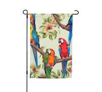 Drapeau de jardin coloré avec imprimé perroquets sur arbre, décoration de cour pour patio, porche ou pelouse