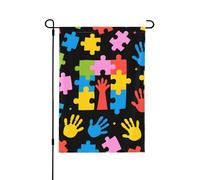Drapeau de jardin coloré avec motif puzzle d'autisme - 70 x 102 cm - Double face - En polyester résistant aux intempéries - Pour pelouse, terrasse, balcon, arrière-cour, décoration d'intérieur