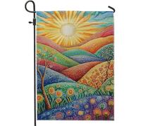 Drapeau de jardin coloré - Champs multicolores vibrants - Bannière de décoration d'intérieur - Toile de jute double face - Décoration de pelouse pour printemps et été - 30,5 x 45,7 cm