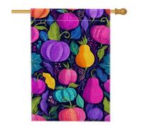 Drapeau de jardin coloré en forme de citrouille d'automne - Bannière de décoration d'intérieur violet vif et orange - Drapeau double face en toile de jute pour décoration de pelouse extérieure - 71 x