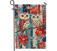 Drapeau de jardin coloré en forme de hibou, bannière décorative lumineuse avec oiseaux et fleurs, bannière de décoration d'intérieur, drapeau de pelouse extérieur double face pour célébration