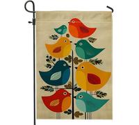 Drapeau de jardin coloré en forme d'oiseau, bannière décorative multicolore vive pour le printemps et l'été, décoration de pelouse extérieure double face, 30,5 x 45,7 cm
