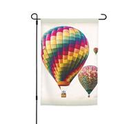 Drapeau de jardin coloré en montgolfière - 30,5 x 45,7 cm - Double face - Printemps - Été - Décoration de cour - Petit drapeau saisonnier - Décoration extérieure