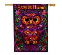 Drapeau de jardin coloré en verre teinté violet vif, bannière de décoration d'intérieur, drapeau de cour double face pour décoration extérieure d'automne, 71 x 101,6 cm