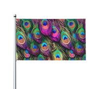 Drapeau de jardin coloré imprimé plumes de paon, drapeau décoratif de longue durée pour extérieur, décoration de vacances
