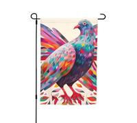 Drapeau de jardin coloré pigeon 30,5 x 45,7 cm pour printemps, été, automne, hiver, drapeaux saisonniers double face, bannière extérieure et intérieure pour décoration de maison
