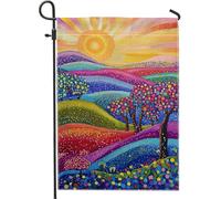 Drapeau de jardin coloré Sunrise - Bannière multicolore vive - Décoration d'intérieur en toile de jute double face pour le printemps et l'été - 30,5 x 45,7 cm