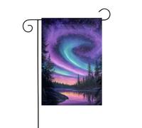 Drapeau de jardin coloré violet ciel aurores boréales 30 x 45 cm vertical double face ferme vacances décorations extérieures drapeau cour drapeau