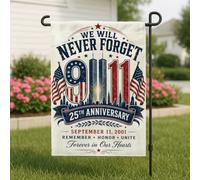 Drapeau de jardin commémoratif anniversaire 9/11 hommage aux tours jumelles | Motif drapeau américain, drapeau de cour, thème du 25e anniversaire, hommage commémoratif, décoration extérieure patriotique