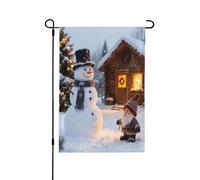 Drapeau de jardin confortable avec motif bonhomme de neige - Double face - 71 x 101 cm - Pour porche, pendaison de crémaillère - Décoration de vacances
