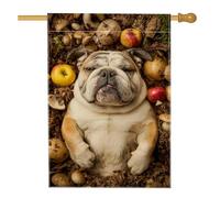 Drapeau de jardin confortable pour chien, chiens marron avec pommes et champignons, décoration extérieure, bannière double face en toile de jute pour décoration d'automne de la maison, 71,1 x 101,6 cm