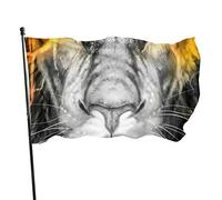 Drapeau de jardin Cool 3D Lion Head avec Flame Yard House Décoration extérieure Drapeaux Bannières pour Patio Pelouse 3x5 Ft