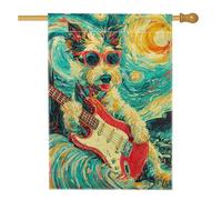 Drapeau de jardin cool avec guitare, bannière d'art animal coloré, drapeau décoratif d'extérieur d'été pour les amoureux des animaux, décoration de pelouse amusante 71 x 101 cm