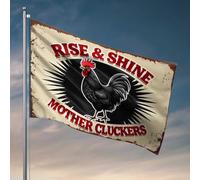 Drapeau de jardin cool Rise & Shine: Mother Cluckers Farm Fresh Eggs Flag Teen Boy Décoration de chambre Drapeaux drôles (60 x 90 cm)