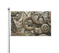 Drapeau de jardin cool steampunk engrenages bienvenue 90 x 150 cm ne se décolore pas double face maison cour bannière décoration pour cour, porche, pelouse
