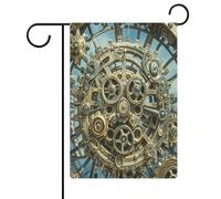 Drapeau de jardin cool steampunk engrenages maison pelouse panneau de bienvenue bannière double face petits drapeaux personnalisés pour piscine, cour, extérieur décoration murale 32,6 x 47,5 cm