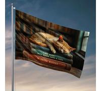 Drapeau de jardin cool « Time Spent With Books, Cats & Cats Is Never Wasted » - Drapeau pour homme, grotte, bar, décoration de chambre de garçon, adolescent (60 x 90 cm)