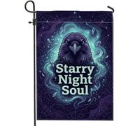 Drapeau de jardin corbeau, étoile gothique mystique en toile de jute violette, double face, petit drapeau de jardin pour extérieur, terrasse, pelouse, porche, entrée, camping 30,5 x 45,7 cm