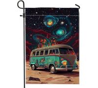 Drapeau de jardin Cosmic Dreamer - Aqua vintage - Nébuleuses - Décoration extérieure - Double face en toile de jute - 30,5 x 45,7 cm