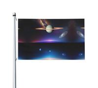 Drapeau de jardin Cosmic Saturne imprimé, 91,4 x 152,4 cm, convient pour les pelouses, balcons, terrasses, intérieur et extérieur, avec œillets métalliques, mât non inclus.