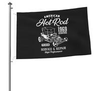 Drapeau De Jardin Couleurs Vives Drapeaux Service De Moteur Personnalisé Pour American Hot Rod 1969 Résistants Aux Intempéries Bannière Extérieure Pour Restaurant Jardin Événements 90X150Cm