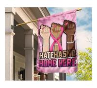 Drapeau De Jardin Coupe-Vent Et Étancheune Drapeau De Décoration Drôle Drapeaux De Pirate Décoration Pour Maison Patio Porche Ruban Rose Mains Fortes Cancer Du Sein La Haine N'A Pas Sa Place Ici S