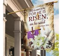 Drapeau De Jardin Coupe-Vent Et Étancheune Drapeaux De Pirate Drôle Drapeau De Décoration Décoration Pour Pelouse Balcon Extérieure Il Est Ressuscité, Comme Il L'A Dit. Croix De Pâques Fleurie M
