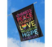 Drapeau De Jardin Coupe-Vent Et Étancheune Jardin Signe Drôle Drapeau De Décoration Décoration Pour Maison Porche Pelouse Symbole Lgbt Arc-En-Ciel Hippie Amour Bienveillance Paix Égalité Imprimé S