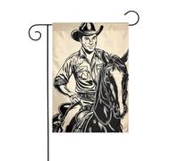 Drapeau de jardin cowboy mâle sur un cheval 30 x 45 cm vertical double face ferme vacances décorations extérieures drapeau de cour