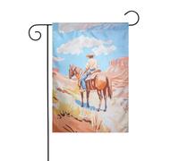 Drapeau de jardin Cowboy sur un cheval 30 x 45 cm vertical double face ferme vacances décorations extérieures drapeau de cour