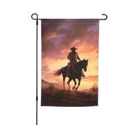 Drapeau de jardin Cowboy West - 30,5 x 45,7 cm - Double face - Drapeau de bienvenue - Drapeau de bienvenue saisonnier - Bannière d'extérieur - Décoration d'intérieur