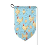 Drapeau de jardin créatif à double face avec imprimé poulet, drapeaux de jardin pour décoration d'intérieur - Résistant aux intempéries et double couture - 45,7 x 31,8 cm