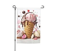 Drapeau de jardin crème glacée 30,5 x 45,7 cm pour printemps, été, automne, hiver, drapeaux saisonniers double face, bannière d'extérieur et d'intérieur pour décoration de maison