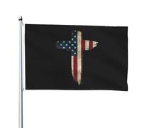 Drapeau De Jardin Croix Américaine, Christianisme, Religion, Patriotisme Durable Drapeaux De Jardin Suspendre Bannière De Cour Pour Porche Maison Balcon 3X5 Ft