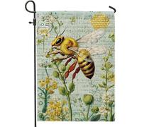 Drapeau de jardin d'abeilles, bannière florale jaune d'abeille pour l'extérieur, drapeau de cour double face pour décoration de pelouse de printemps et été, 30,5 x 45,7 cm