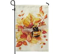 Drapeau de jardin d'abeilles d'automne Feuilles d'automne et abeilles Décoration de patio extérieure en toile de jute double face, décoration de pelouse saisonnière, 30,5 x 45,7 cm