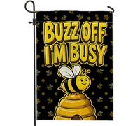 Drapeau de jardin d'abeilles, fantaisie et ludique en nid d'abeille, jaune d'été, drapeaux décoratifs double face en toile de jute pour extérieur, terrasse, pelouse, porche, balcon, 30,5 x 45,7 cm