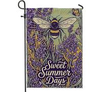 Drapeau de jardin d'abeilles, lavande botanique d'été, papillon, violet, toile de jute double face, drapeaux décoratifs pour extérieur, pelouse, porche, terrasse, entrée, 30,5 x 45,7 cm